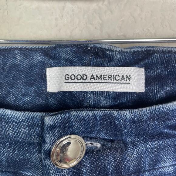 Good American Blue Denim Good Legs Raw Hem Jeans 14 - Picture 5 of 6